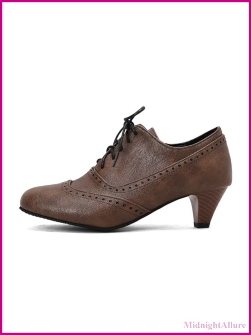 Vintage Kitten Heel Oxford Pumps Lace-Up Brogues Women's Work